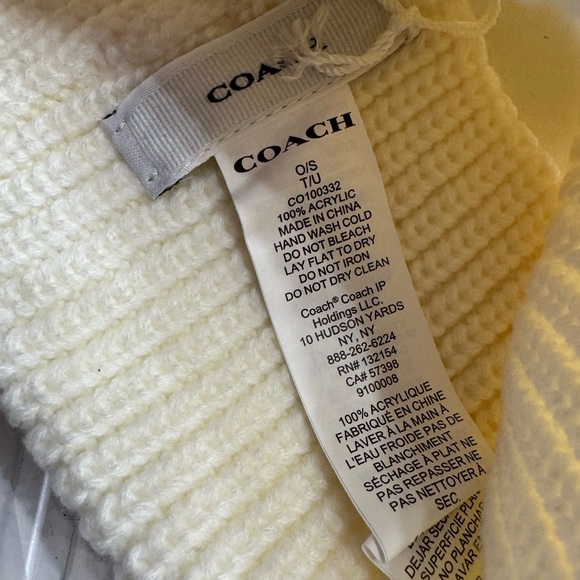 Coach NWT Winter Knit Logo Headband Ivory White Wagon Patch - Picture 4 of 4